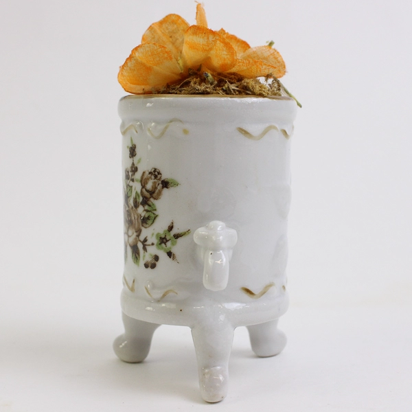 Vtg Unbranded Mini Ceramic Ceramic Footed Cache Pot/Planter 4" Tall