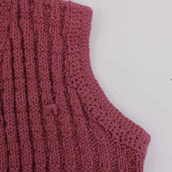 2 Pc Set Handmade Crochet Pink Women's XL Open-Front Sweater Vest and Purse