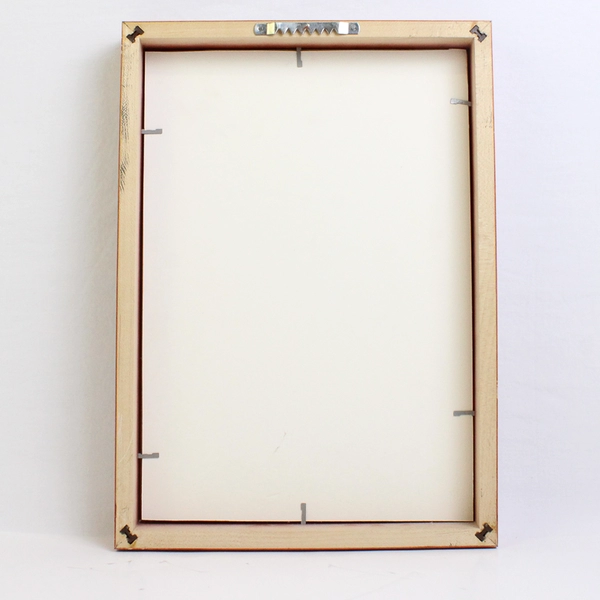 Heavy Wooden Framed Lucky Strike Cigarettes Advertising Artwork 9.8"x13"