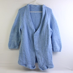Hand-Knit Baby Blue Open-Front Cardigan Women's Size Large