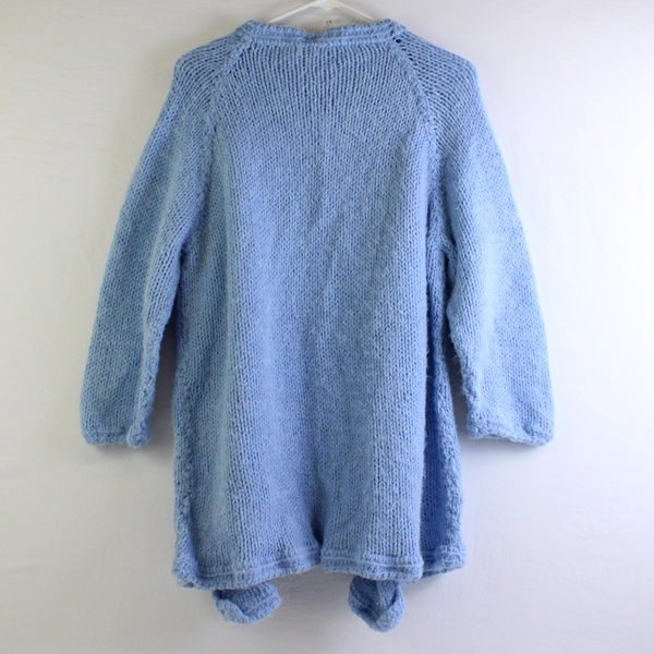 Hand-Knit Baby Blue Open-Front Cardigan Women's Size Large