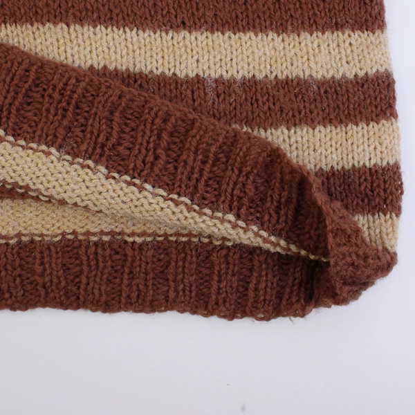 Hand-Knit Brown Striped Sweater Vest Women's Size XL