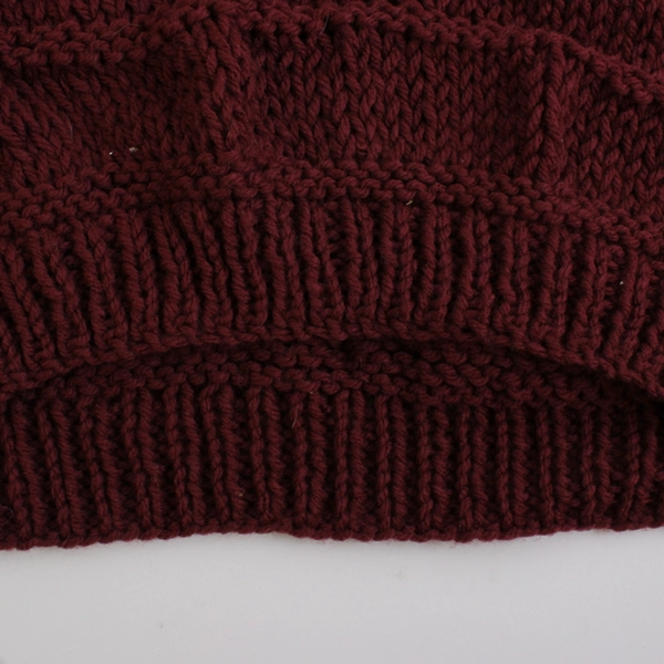 Hand-Knit Burgundy Red Oversized Short-Sleeve Sweater Women's Size XL