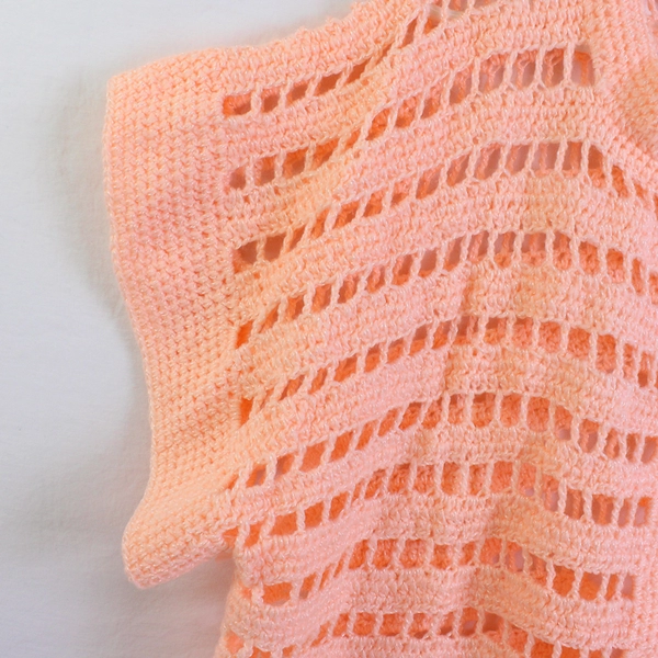 Handmade Crocheted Coral Pink Short-Sleeve Shrug Women's Size XL