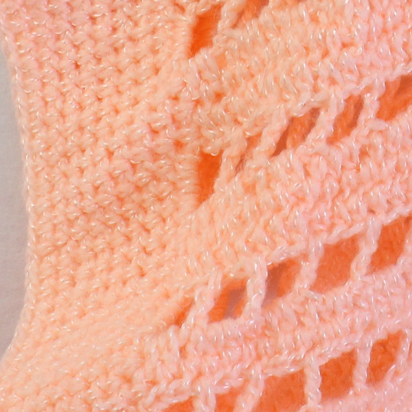 Handmade Crocheted Coral Pink Short-Sleeve Shrug Women's Size XL