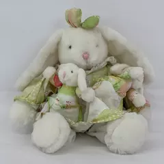 Pacifix Plush White Momma Rabbit With 2 Little Bunnies In Her Dress Pockets