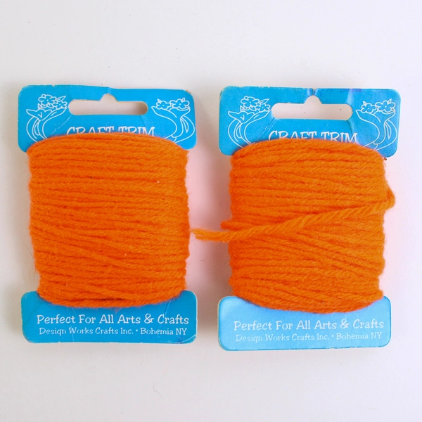 Lot of 3 Rolls Design Works Craft Trim Acrylic Yarn Orange and Green