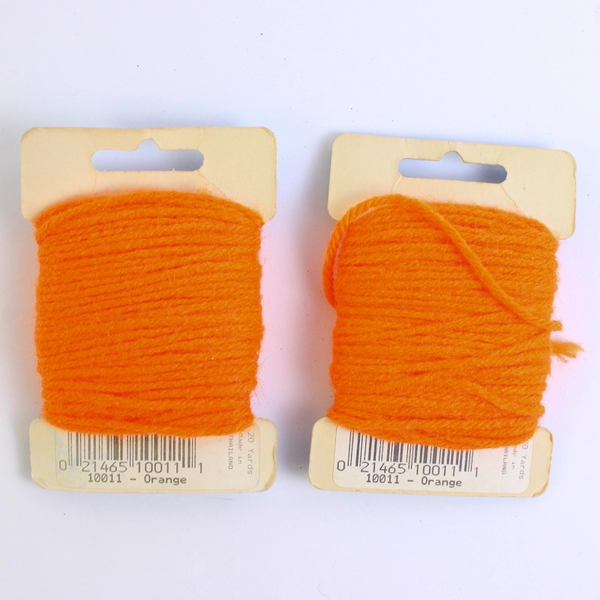 Lot of 3 Rolls Design Works Craft Trim Acrylic Yarn Orange and Green