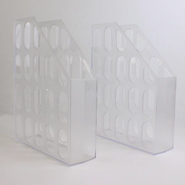 Lot of 2 Clear Newell Office Products Magazine Storage File Holder Caddy Office