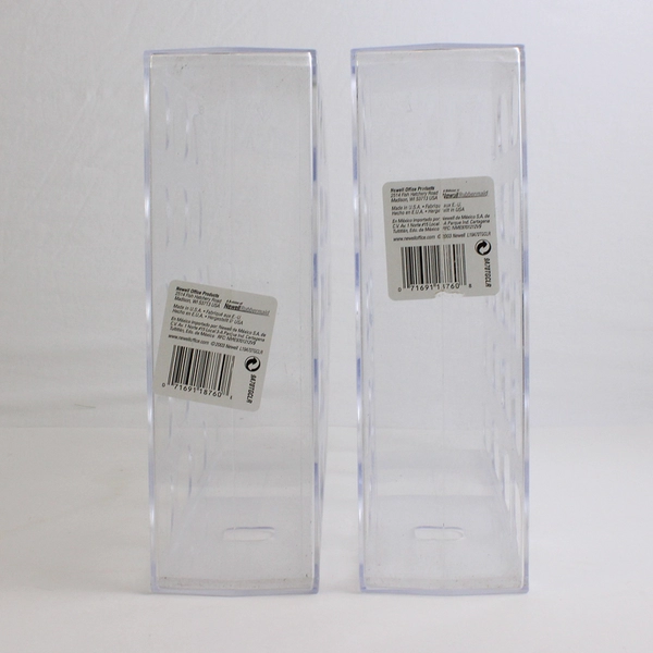 Lot of 2 Clear Newell Office Products Magazine Storage File Holder Caddy Office