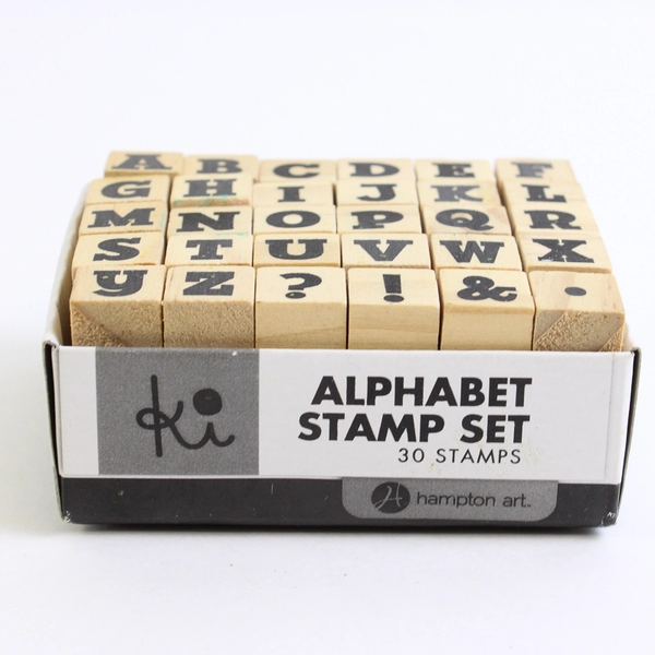Hampton Art 30 Piece Mini Wooden Upper Case Alphabet & Symbol Stamp Set