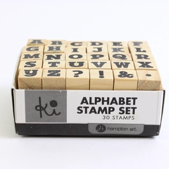 Hampton Art 30 Piece Mini Wooden Upper Case Alphabet & Symbol Stamp Set