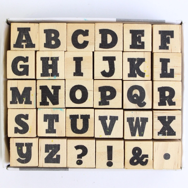Hampton Art 30 Piece Mini Wooden Upper Case Alphabet & Symbol Stamp Set