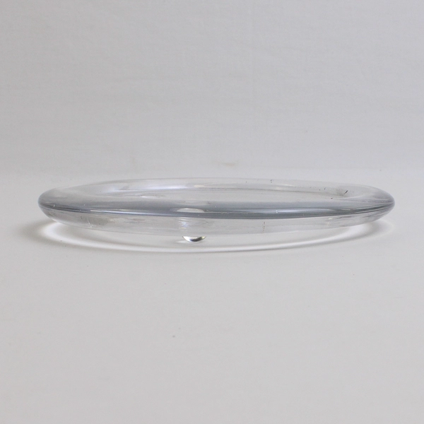 Lot of 2 Unmarked Three Wick Pillar Candle Holder Plate Tray Clear Glass