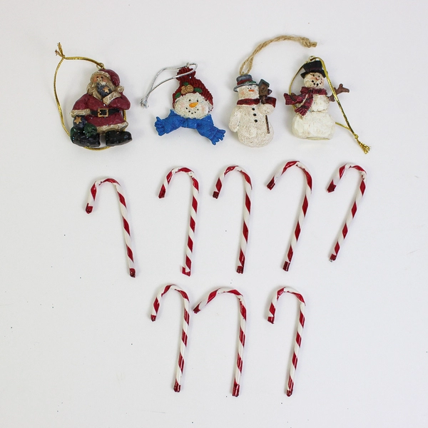 Mixed Lot 54 Miniature Hanging Christmas Ornaments Disney, Snowman, Santa, Fish