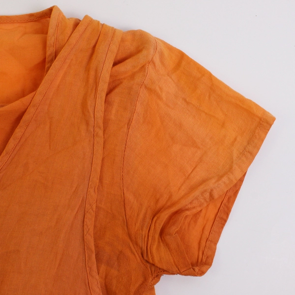 OmZappy Orange Cotton Layered Ruffle Shirt Women's Size Large