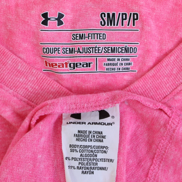 Under Armor HeatGear Women's S Pink Heather V-Neck Short Sleeve Shirt