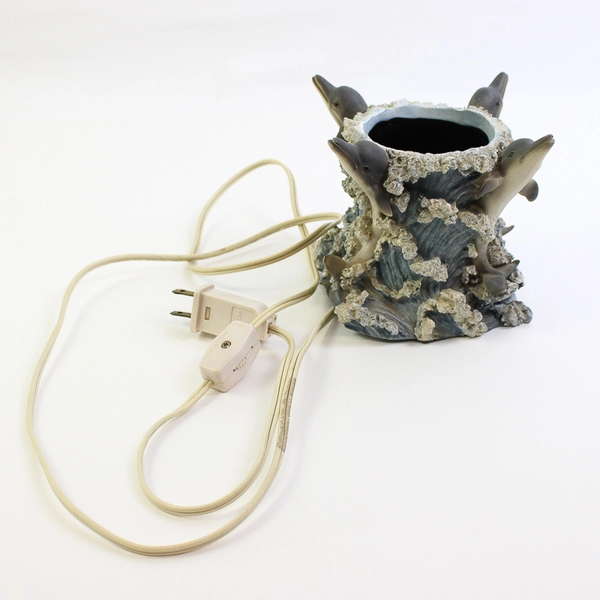 Leaping Dolphins Ceramic Desk Light/Nightlight 6" Circular