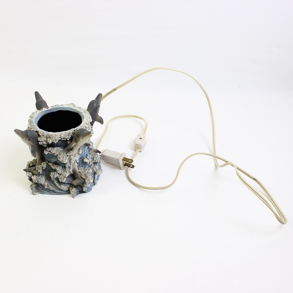 Leaping Dolphins Ceramic Desk Light/Nightlight 6" Circular