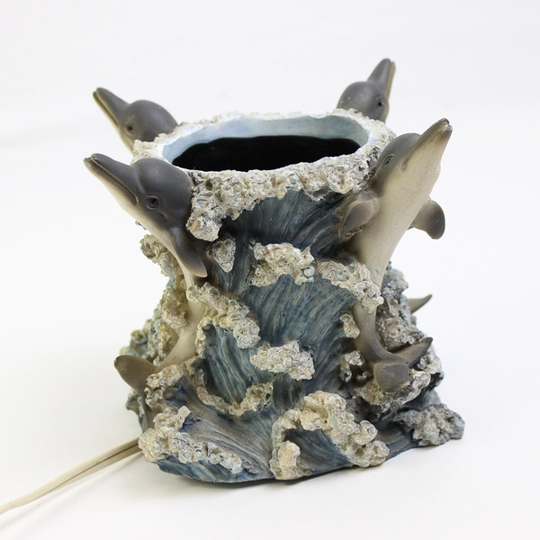 Leaping Dolphins Ceramic Desk Light/Nightlight 6" Circular