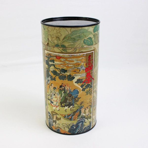 Lot of 2 Asian-style Cardboard Containers with Metal Lids