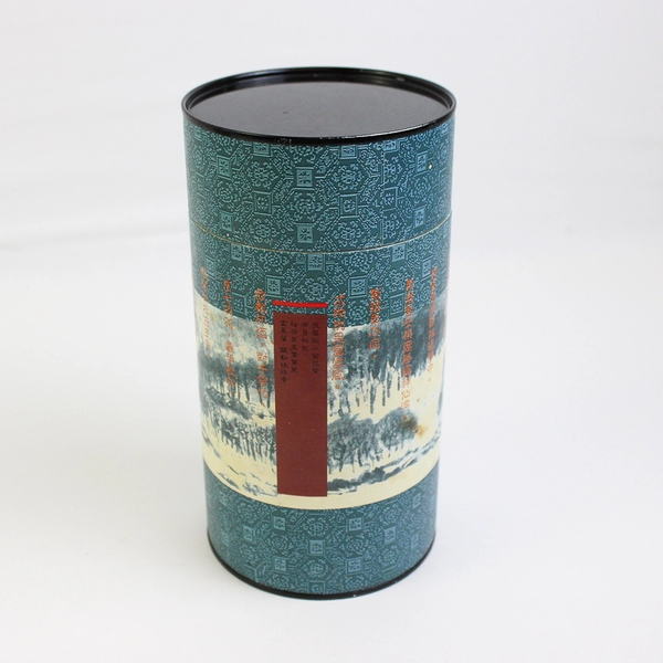 Lot of 2 Asian-style Cardboard Containers with Metal Lids