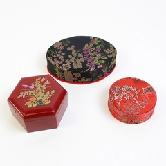 Lot of 3 Decorative Asian-Style Trinket Boxes 2 Fabric-Covered & 1 Resin