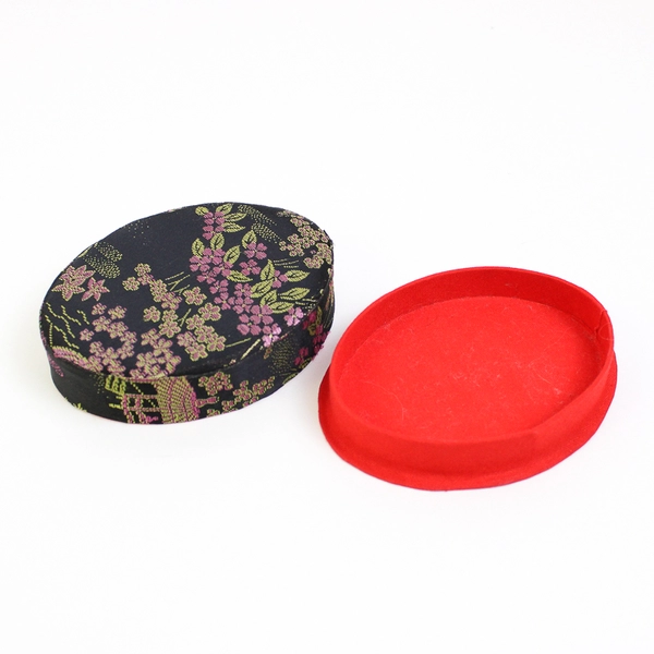 Lot of 3 Decorative Asian-Style Trinket Boxes 2 Fabric-Covered & 1 Resin