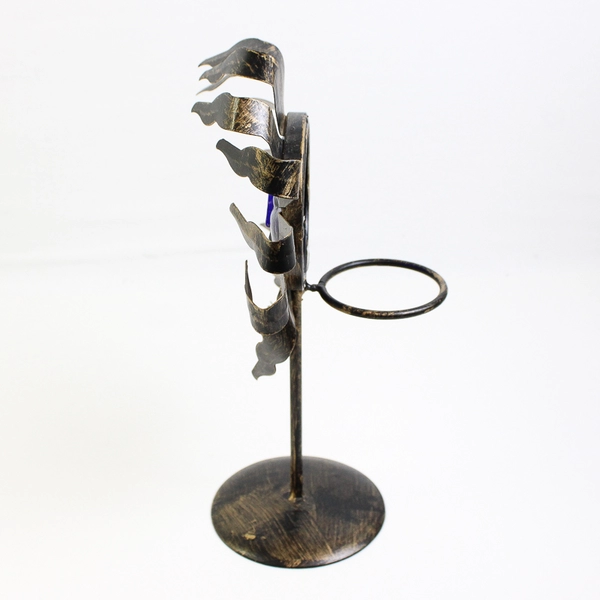 Blue Glass & Metal Sun Face on Stand 9" Wide Natural Wonders