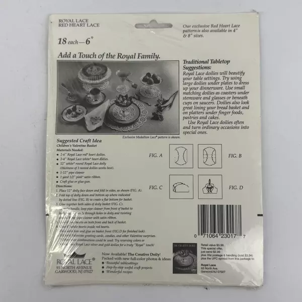 Lot of 5 Packages Of Royal Lace Red Heart Doilies 18 Pieces Per Package