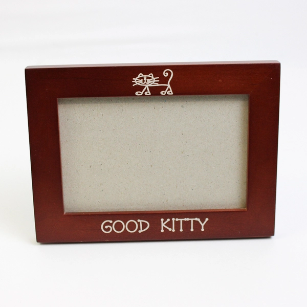 Cherry Red Wooden Photo Frame Good Kitty 7.8" x 5.8"