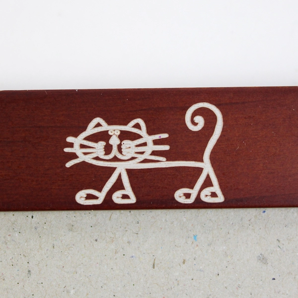 Cherry Red Wooden Photo Frame Good Kitty 7.8" x 5.8"