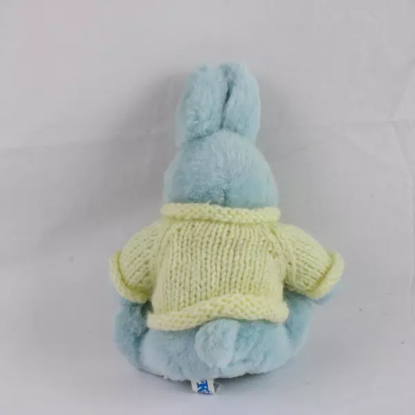 Blue Plush Easter Bunny Soft Toy with Carrot Sweater 9.5" Tall Gift Decor