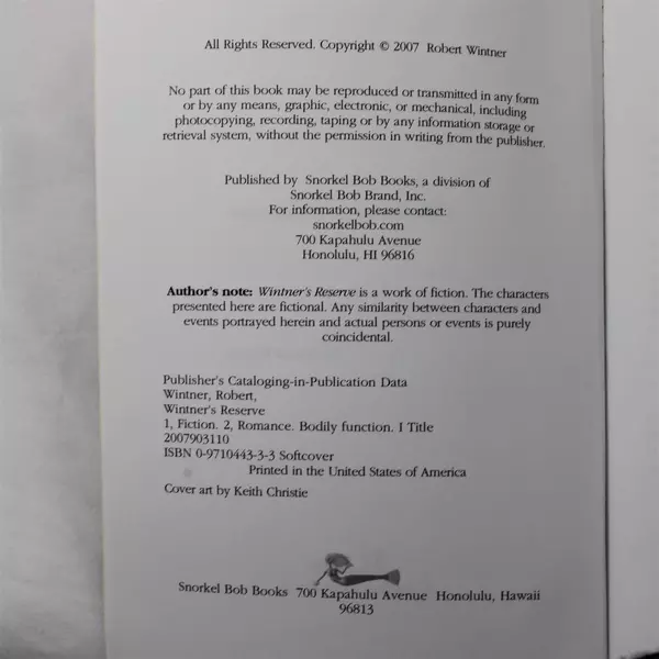 Wintner's Reserve 2007 Paperback by Robert Wintner