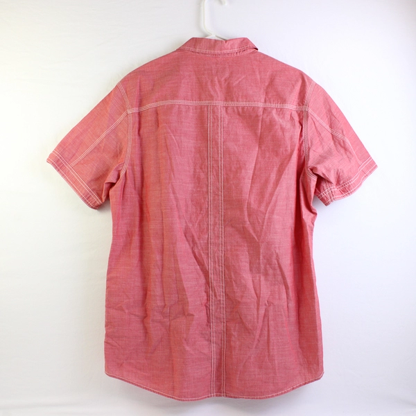 i Jeans By Buffalo Men's Short Sleeve Pockets Button Up Shirt Pink Size L