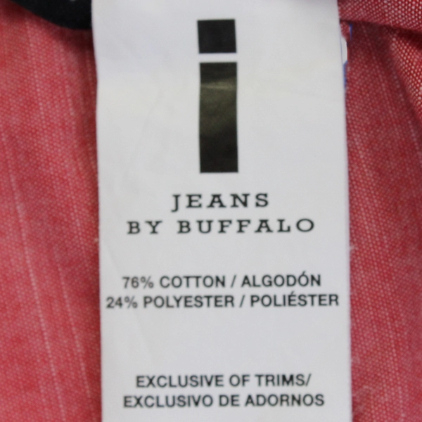 i Jeans By Buffalo Men's Short Sleeve Pockets Button Up Shirt Pink Size L