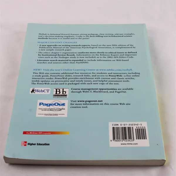 Methods in Behavioral Research by Paul C. Cozby Paperback 