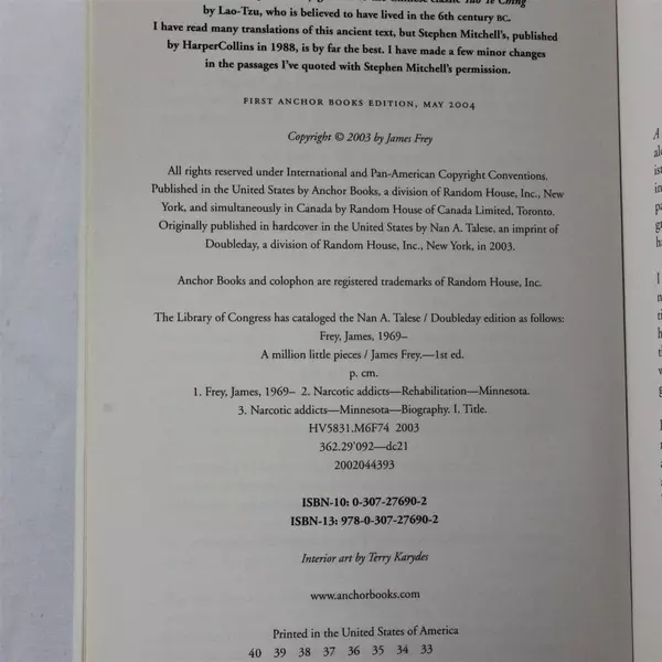 A Million Little Pieces by James Frey Paperback Novel