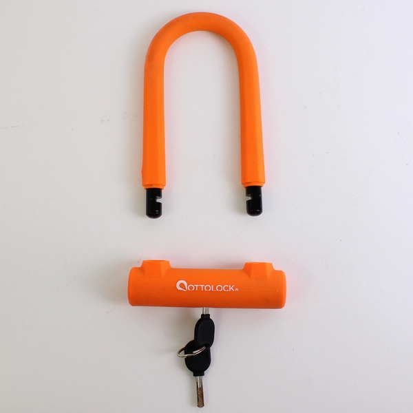 OTTOLOCK Sidekick Compact U-Lock Orange Bike Lock Heavy Duty Anti Theft Compact
