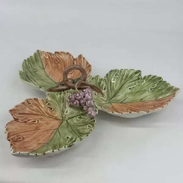 GBC Italy 3 Section Grape Leaf Serving Dish