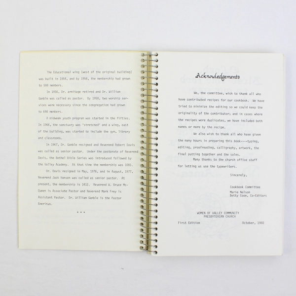 Valley's Favorite Recipes Spiral Bound Recipe Book, Portland, OR, 1980