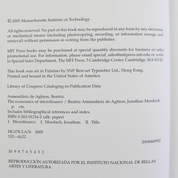 The Economics of Microfinance Beatriz Armendariz de Aghion 2005 Hardcover DJ