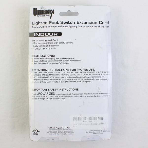 Uninex Lighted Foot Switch Extension Cord
