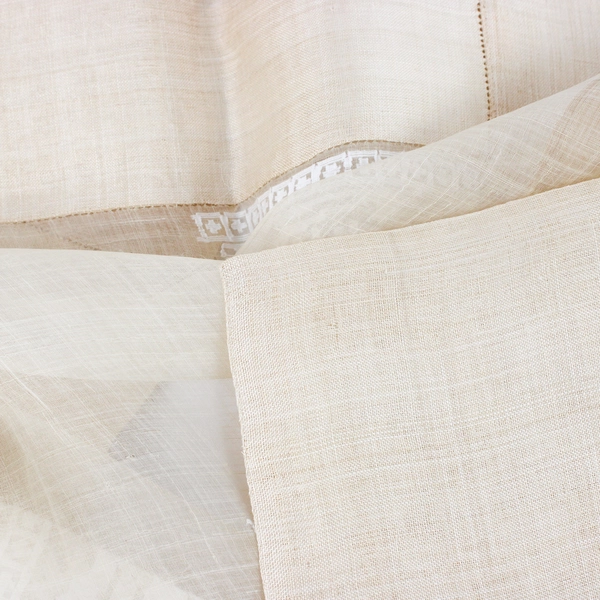 Vintage Damask Linen 44 Inch Square Tablecloth Palm Tree And Hut Pattern