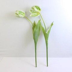 Set of 2 Large White Fake Parrot Tulips 24 Inch Artificial Flowers