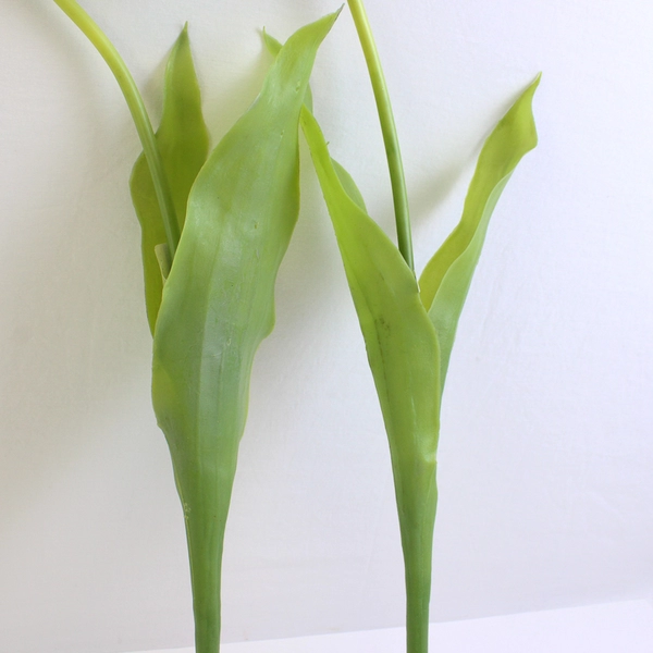 Set of 2 Large White Fake Parrot Tulips 24 Inch Artificial Flowers