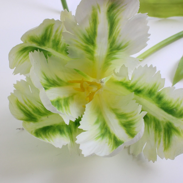 Set of 2 Large White Fake Parrot Tulips 24 Inch Artificial Flowers