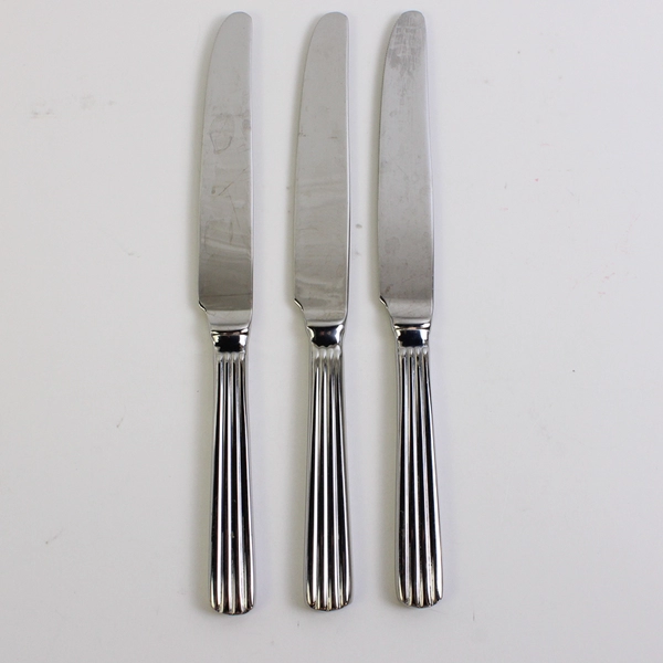 Lot Of 3 Oneida Silver Corduroy (Stainless) Flatware Dinner Knives 9.5" Long