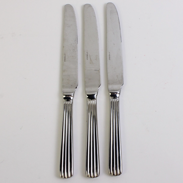 Lot Of 3 Oneida Silver Corduroy (Stainless) Flatware Dinner Knives 9.5" Long
