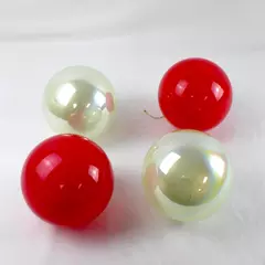 Four 5 Inch Shatterproof Ball Christmas Ornaments Red And Opalescent White